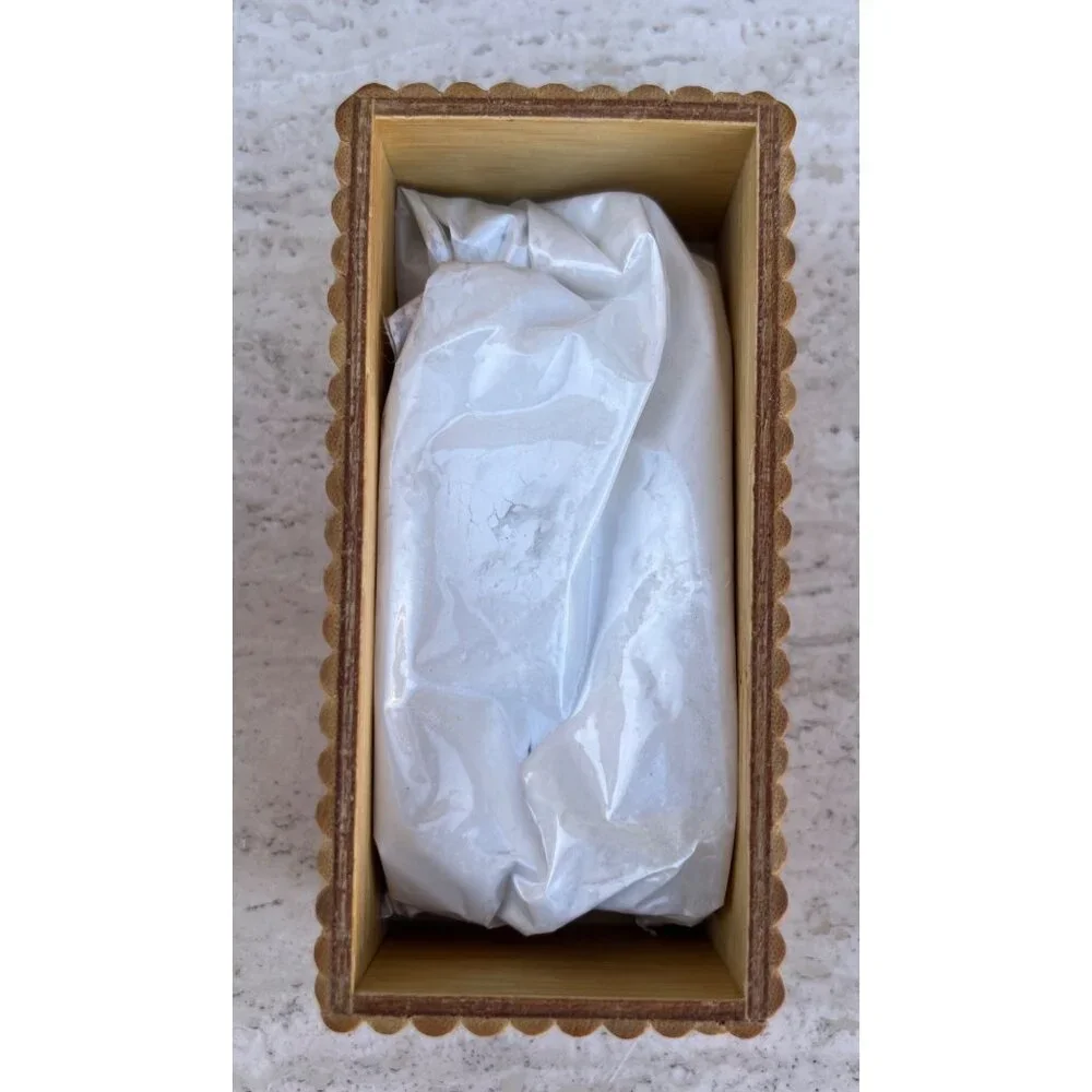 Frances Denney Dusting Powder Sealed in Reusable Bamboo Box With Lid & Puff VTG